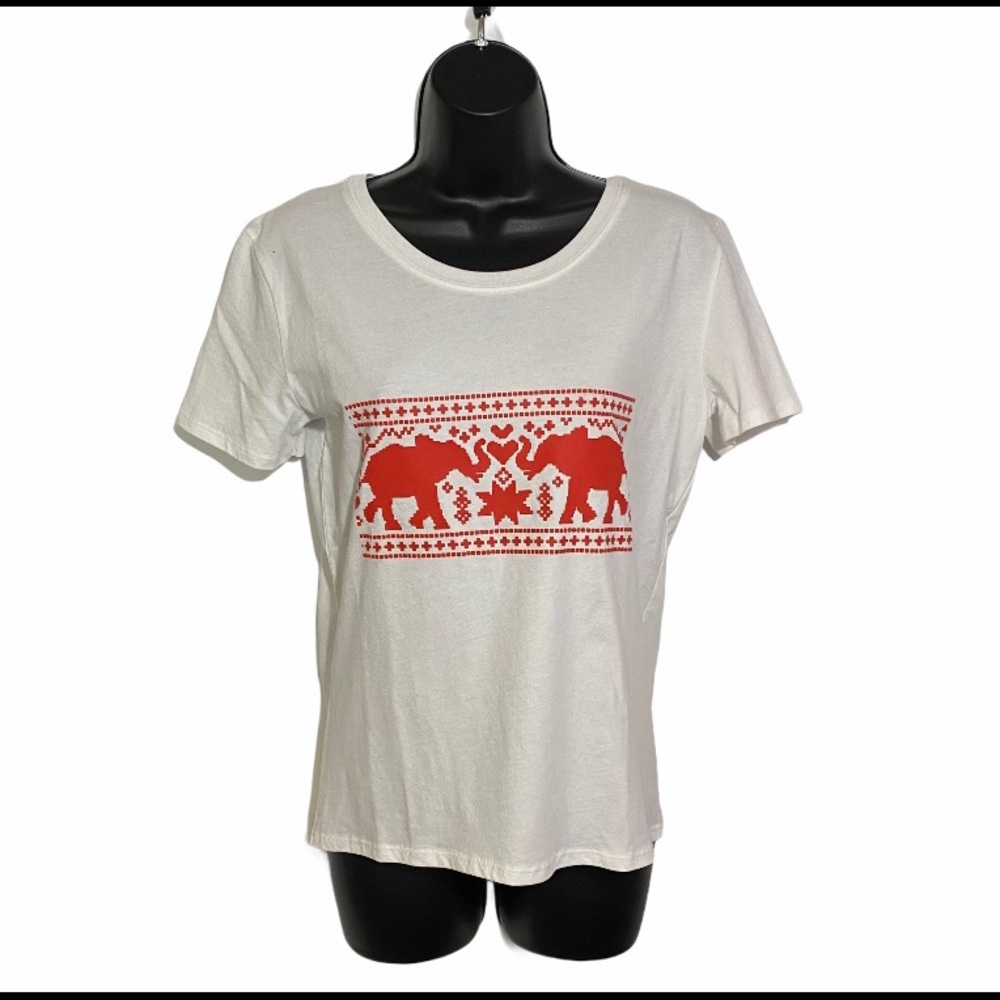 Ivory Ella White T-Shirt Organic Cotton Kissing Elephants Love Limited Edition